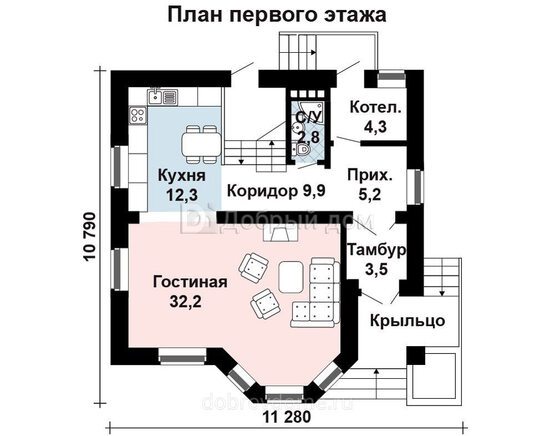 Планировка проекта Проект дома AS-002 1 этаж