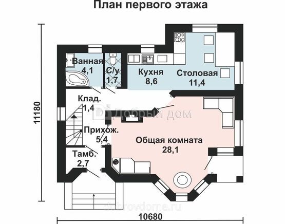 Планировка проекта Проект дома AS-011 1 этаж