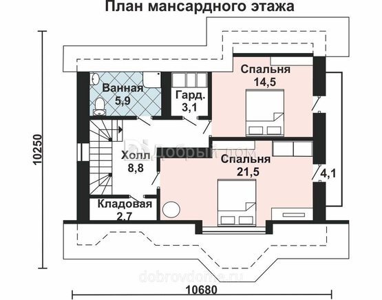 Планировка проекта Проект дома AS-011 Мансарда