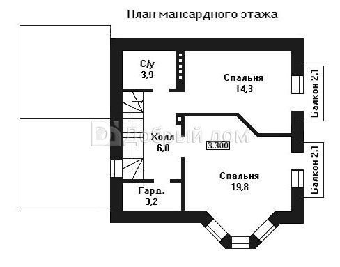 Планировка проекта Проект дома AS-028 Мансарда