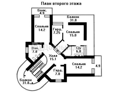Проект двухэтажного кирпичного дома AS-031 с террасой и балконом 2 этаж
