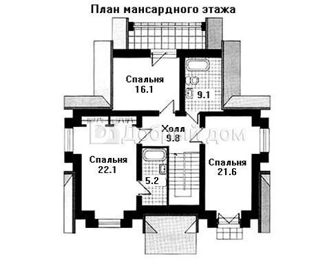 Проект каркасного дома AS-040F с мансардой и гаражом Мансарда