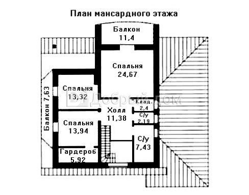 Проект каркасного дома AS-070F с цоколем и мансардой Мансарда