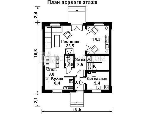 Планировка проекта Проект дома AS-1018F 1 этаж
