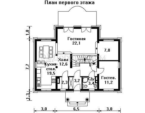 Планировка проекта Проект дома AS-1035-2 1 этаж
