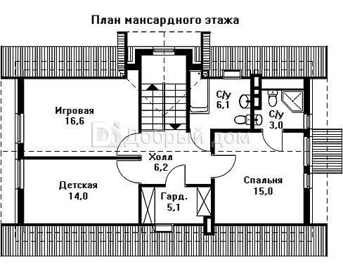 Планировка проекта Проект дома AS-1038F Мансарда