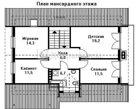 Проект двухэтажного каркасного дома AS-1101F с террасой и панорамными окнами Мансарда
