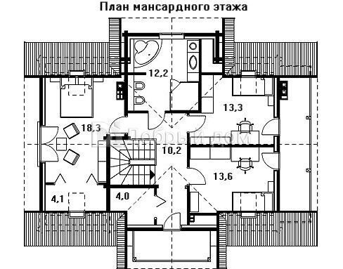 Планировка проекта Проект дома AS-1129 Мансарда
