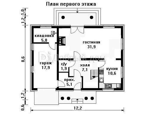 Планировка проекта Проект дома AS-1233F 1 этаж