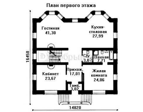 Проект трехэтажного дома AS-124 из кирпича с бассейном и гаражом 1 этаж