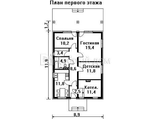 Планировка проекта Проект дома AS-1246-2F 1 этаж