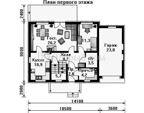 Планировка проекта Проект дома AS-1247 1 этаж