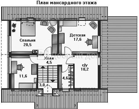 Планировка проекта Проект дома AS-1247 Мансарда