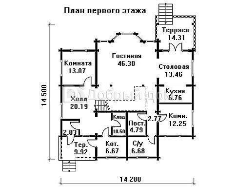 Планировка проекта Проект дома AS-1279 1 этаж