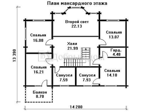 Планировка проекта Проект дома AS-1279 Мансарда