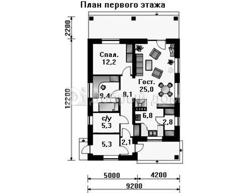 Проект одноэтажного дома AS-1394 из кирпича 1 этаж