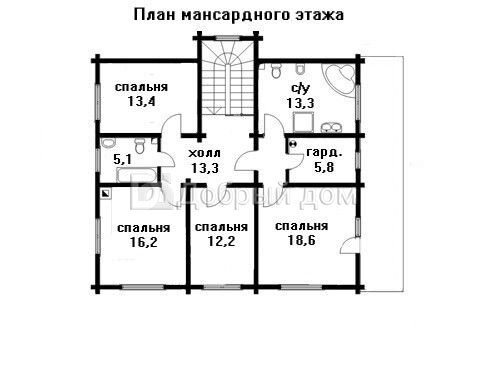 Планировка проекта Проект дома AS-1415 Мансарда