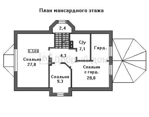 Планировка проекта Проект дома AS-143-1F Мансарда