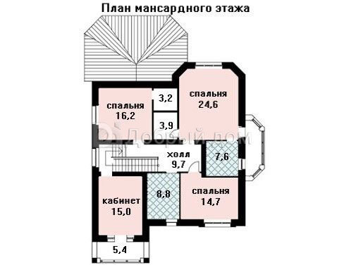 Проект каркасного дома AS-1547F с мансардой и террасой Мансарда