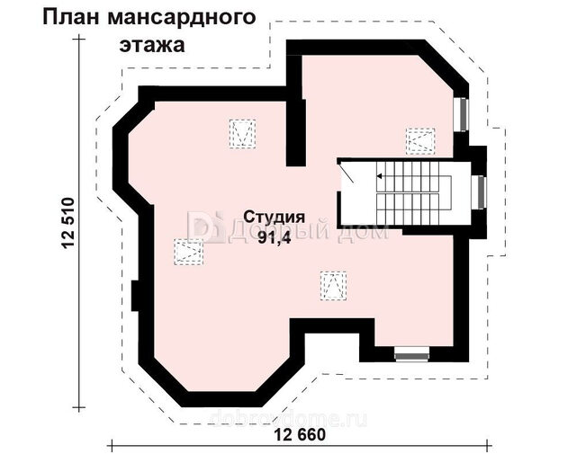 Проект дома из газобетона AS-159-2 с цокольным этажом и мансардой Мансарда