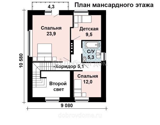 Планировка проекта Проект дома AS-1625 Мансарда