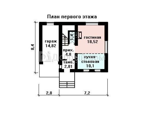Проект компактного каркасного дома AS-1702F с мансардой и гаражом 1 этаж