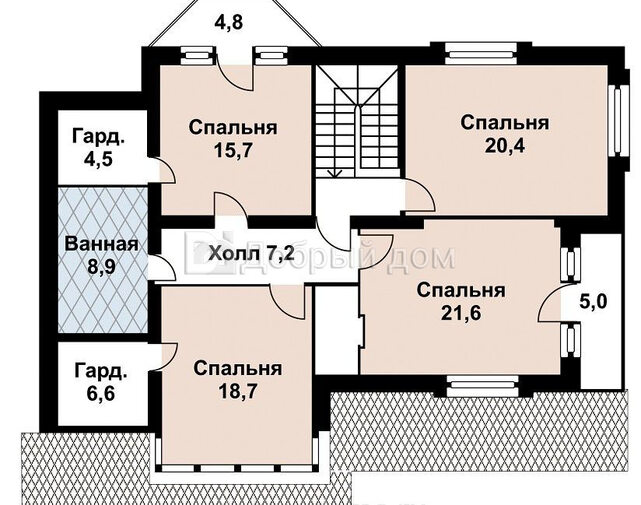 Проект двухэтажного каркасного дома AS-195F с террасой и гаражом 2 этаж