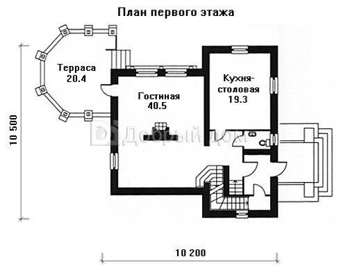 Проект трехэтажного дома  AS-197 из кирпича с террасой и тремя спальнями 1 этаж