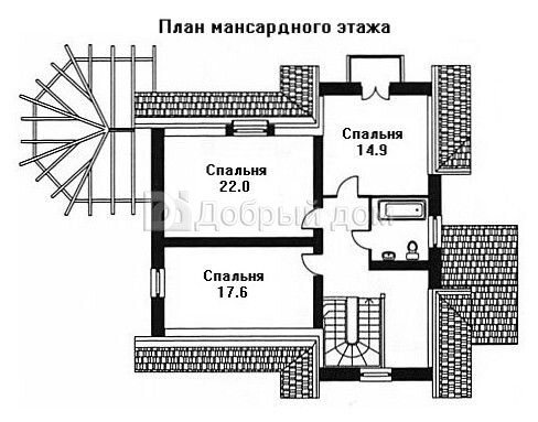 Планировка проекта Проект дома AS-197 Мансарда