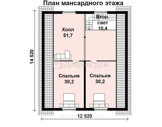 Планировка проекта Проект дома AS-2007 Мансарда