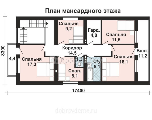 Проект дома AS-2065 на два этажа из газобетона с балконом Мансарда