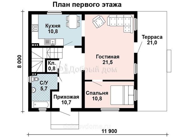 Планировка проекта Проект дома AS-2076-2 1 этаж