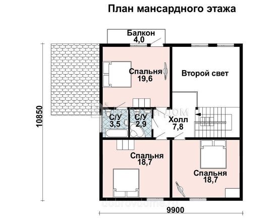 Планировка проекта Проект дома AS-2087 Мансарда