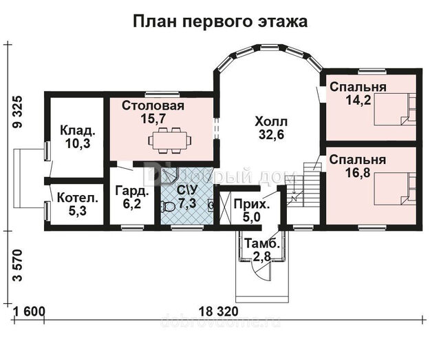 Проект двухэтажного дома AS-2104-2 из газобетона с котельной 1 этаж