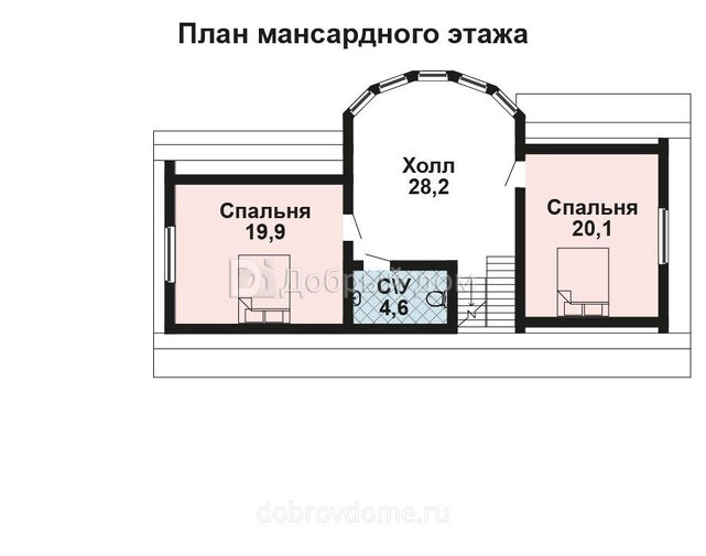 Проект двухэтажного дома AS-2104-2 из газобетона с котельной Мансарда