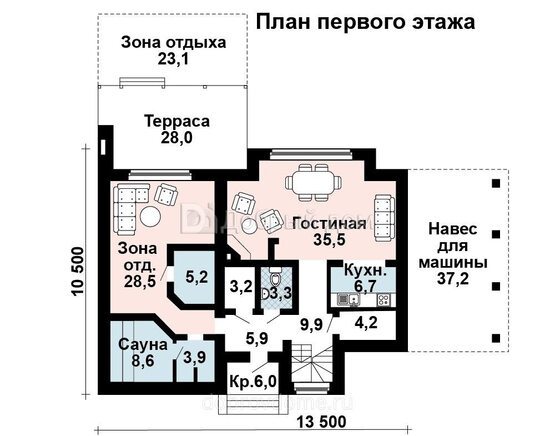 Планировка проекта Проект дома AS-2124 1 этаж