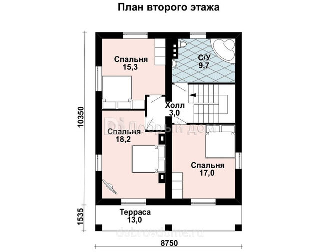Проект двухэтажного каркасного дома AS-2126-2F с террасой и топочной Мансарда