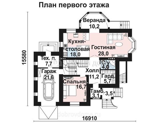 Планировка проекта Проект дома AS-2173-2 1 этаж