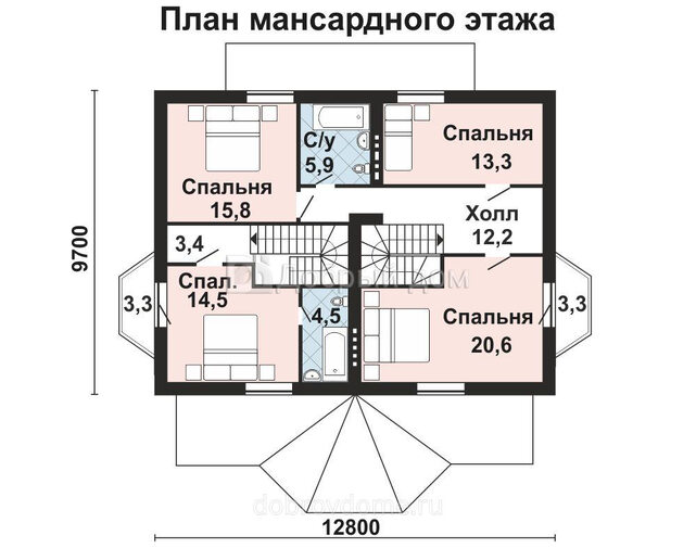 Проект современного двухэтажного дуплекса AS-2176 из газобетона Мансарда
