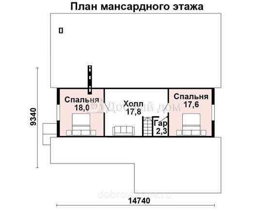 Планировка проекта Проект дома AS-2184 Мансарда