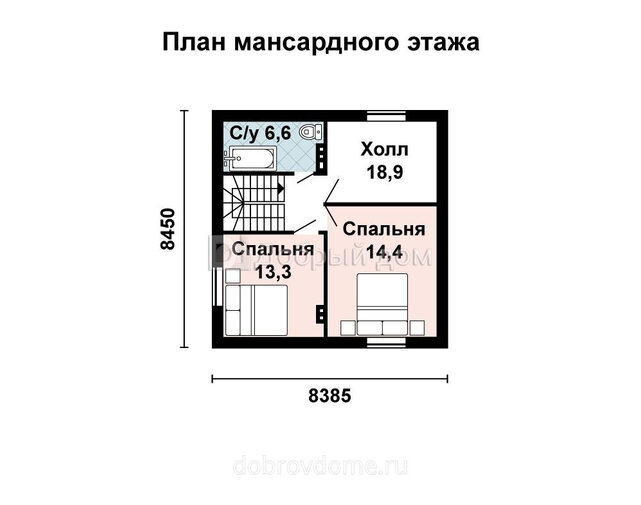 Проект двухэтажного дома AS-2203 из газобетона с гаражом и мансардой Мансарда
