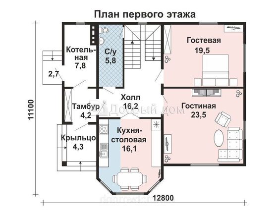 Планировка проекта Проект дома AS-2255 1 этаж