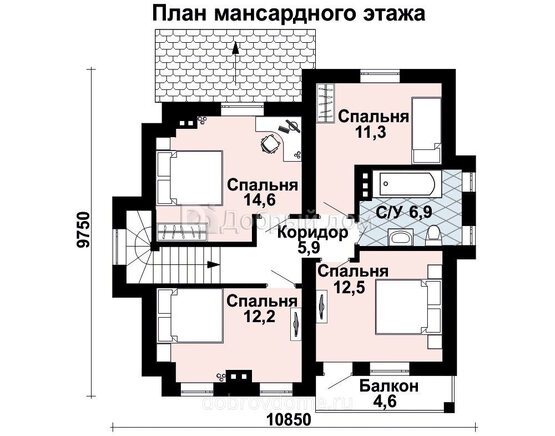 Планировка проекта Проект дома AS-2260 Мансарда