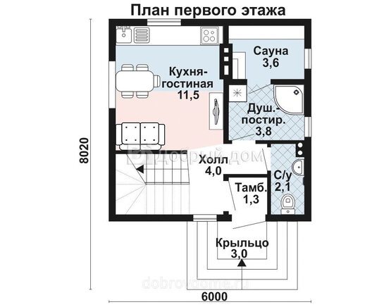 Планировка проекта Проект дома AS-2307 1 этаж