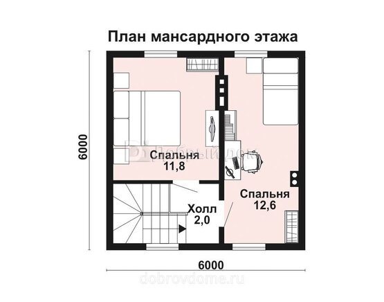 Планировка проекта Проект дома AS-2307 Мансарда