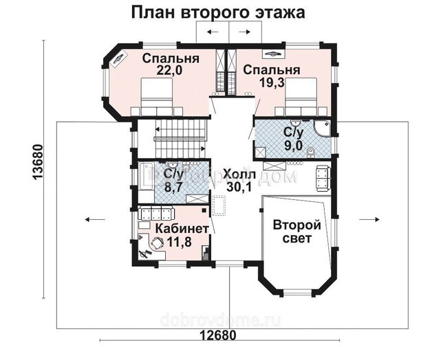 Проект двухэтажного дома AS-2313 со вторым светом, эркером и большой террасой 2 этаж