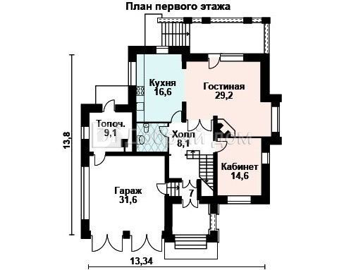 Проект двухэтажного коттеджа AS-236 из кирпича с гаражом 1 этаж