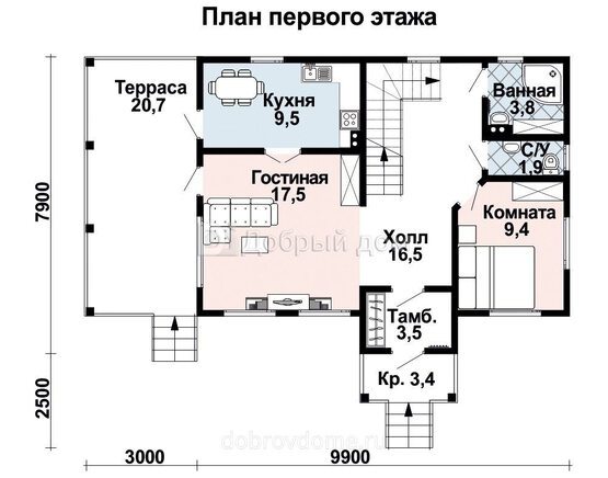 Планировка проекта Проект дома AS-2388 1 этаж