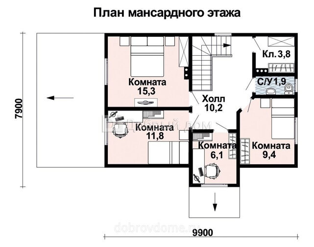 Проект двухэтажного каркасного дома AS-2388 в русском стиле 2 этаж