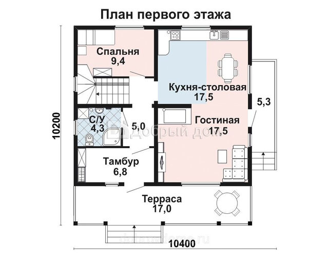 Проект дома с мансардой AS-2428 с террасой 1 этаж